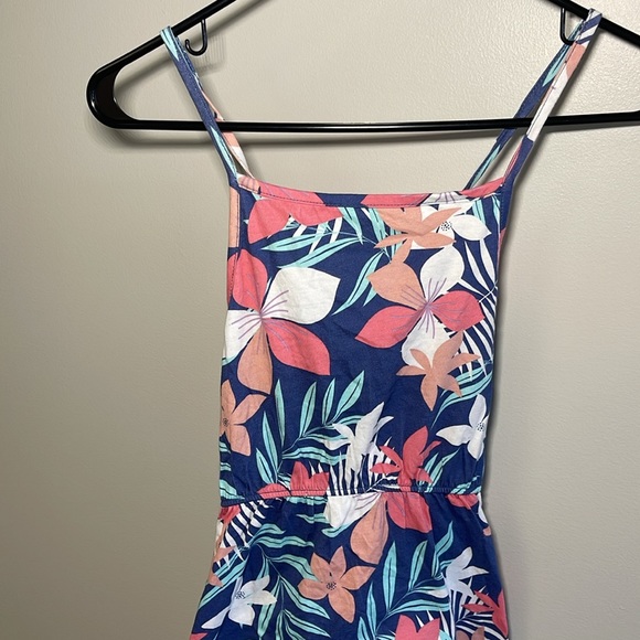 Roxy Girl Blue Strappy Dress with Pink & White Floral Print - Girls Size XL (14) - Picture 3 of 14